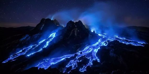 Blue Volcanoes: Why Sulfur Fires Glow at Night